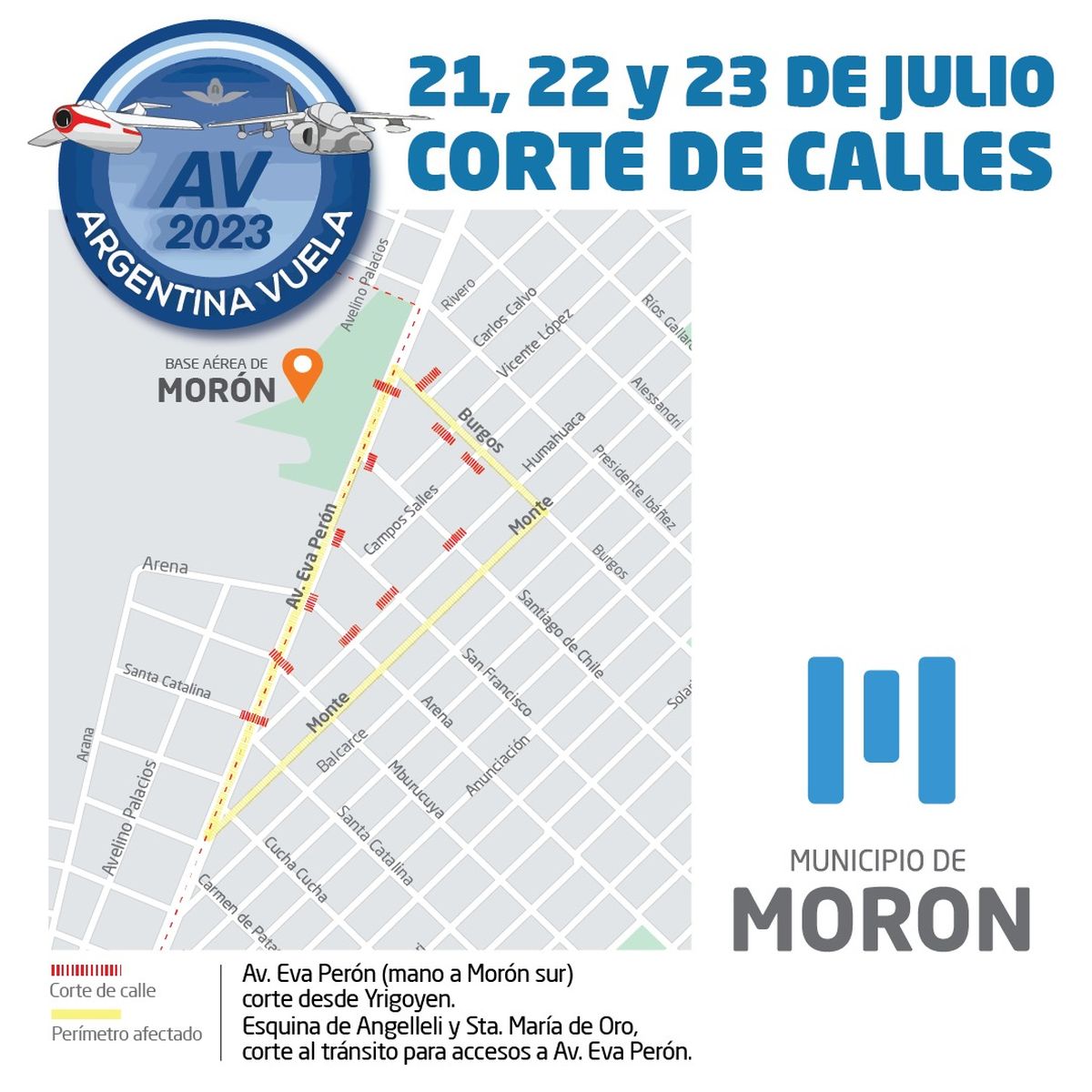 Morón cortes de tránsito por el festival Argentina Vuela