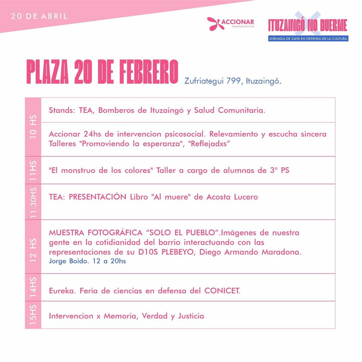 Ituzaingó no duerme charlas shows música y más actividades en