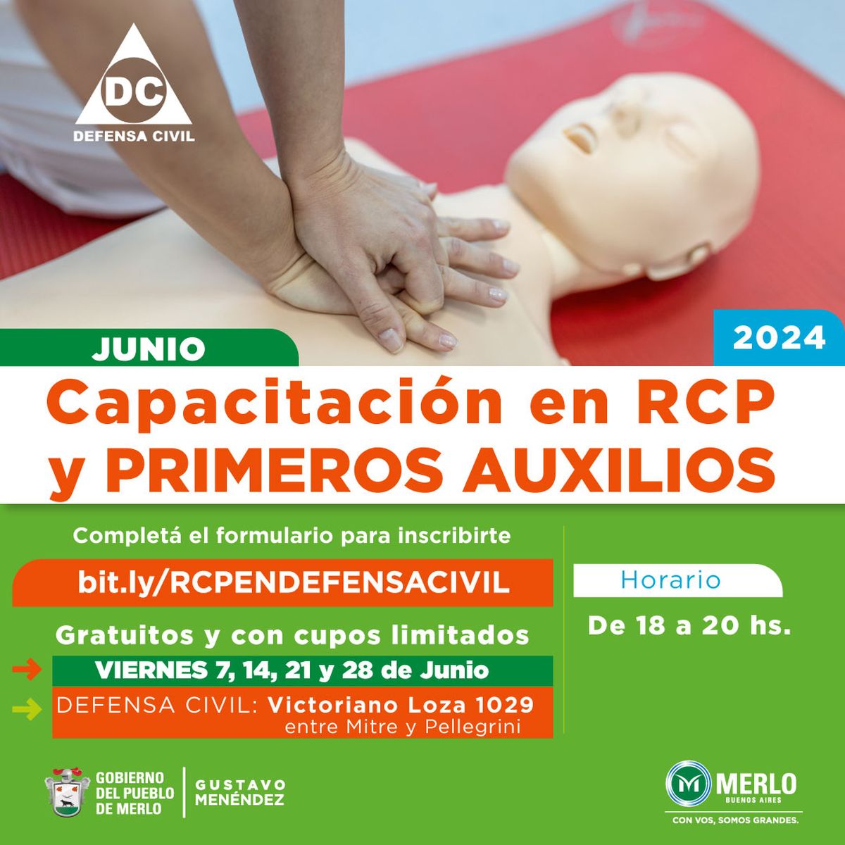Capacitación en RCP y primeros auxilios en Merlo.