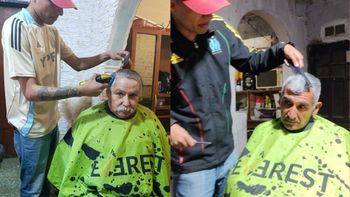 Gesto solidario: un joven de Rafael Castillo se sumó al corte de pelo gratis a los jubilados