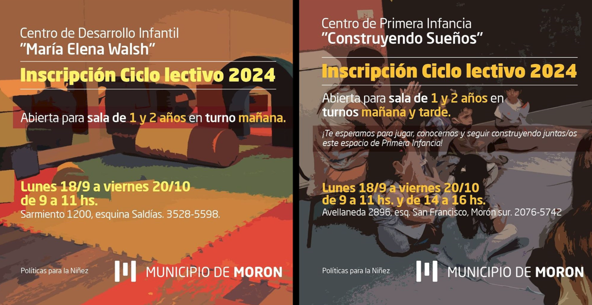 Morón: inscripción al ciclo lectivo 2024 para los CDI.