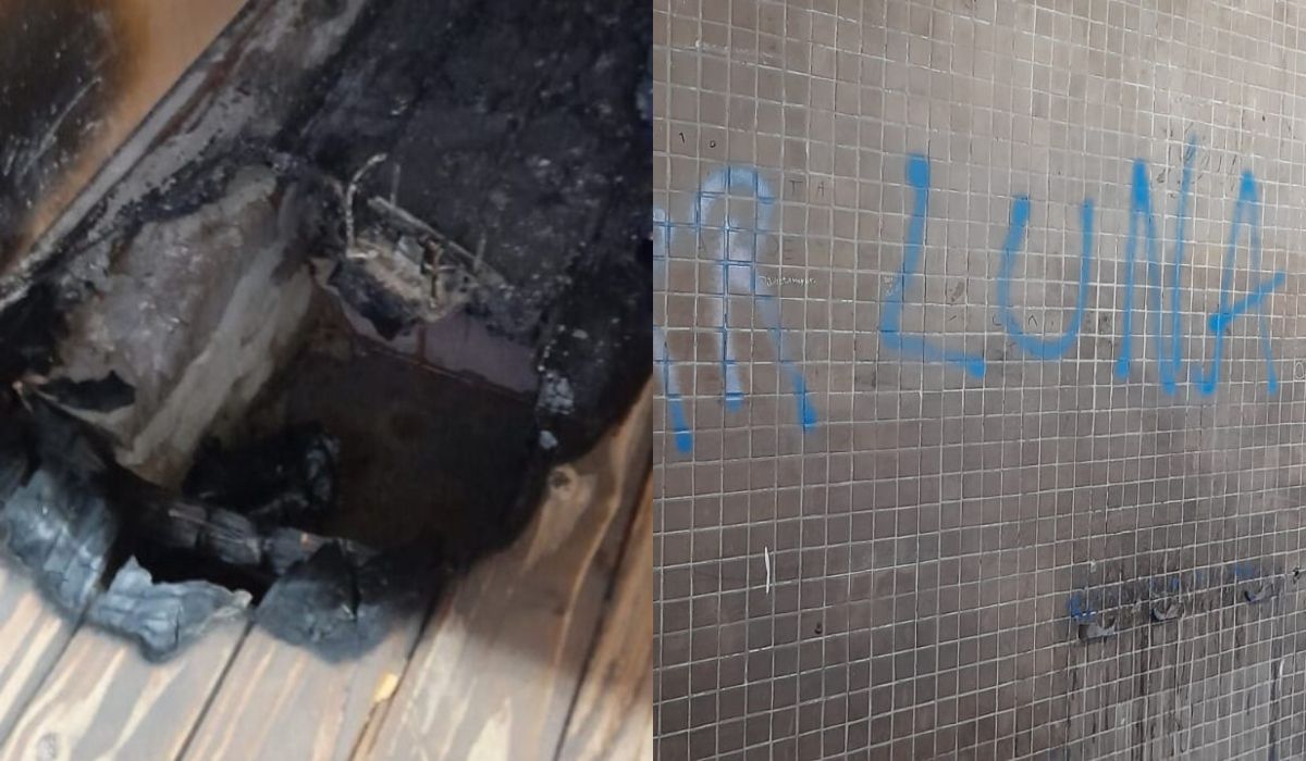 Hurlingham: prendieron fuego y graffitearon la Técnica N°2