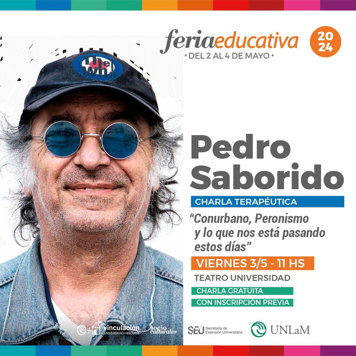 Pedro Saborido dará una charla en la Universidad Nacional de La Matanza.