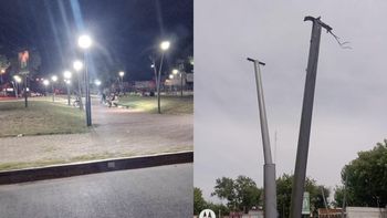 Robaron todas las luces de la Plaza Rivadavia en Merlo: 