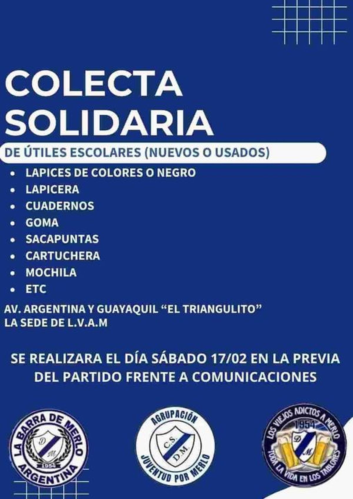 La colecta solidaria del Deportivo Merlo.