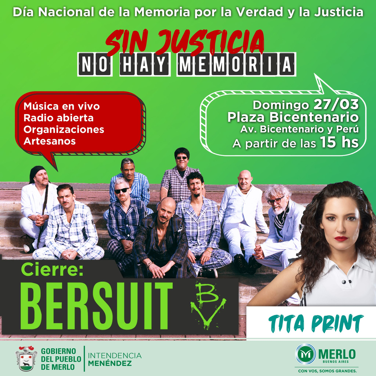 Este domingo 27 de marzo, la banda Bersuit Vergarabat tocará gratis y en vivo desde las 15 horas en la Plaza Bicentenario de Merlo.