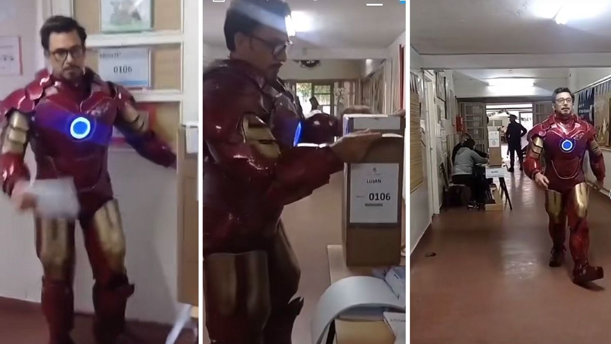 Luján: un vecino disfrazado de Iron Man votó en una escuela