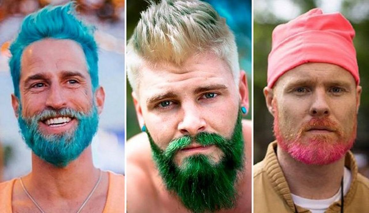 Nuevas tendencias en los hombres barbas teñidas, jopos y cejas perfiladas