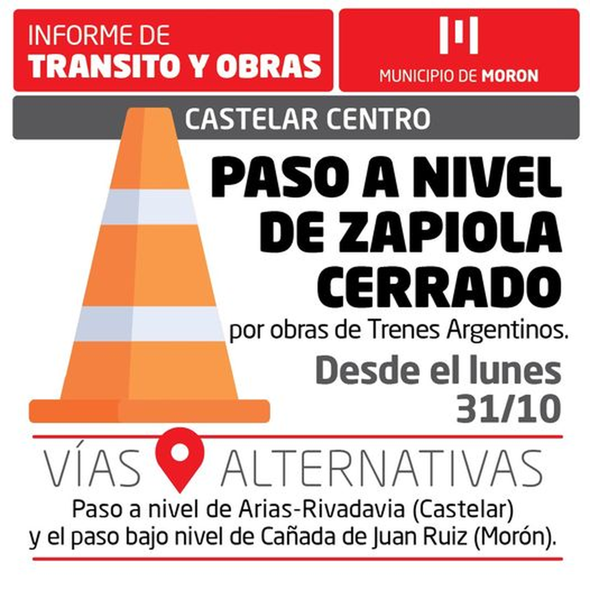 Cerrará la barrera de Zapiola en Castelar.