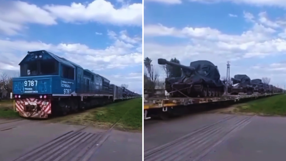 Tanques de guerra por las vías del tren: el espectacular video que se viralizó